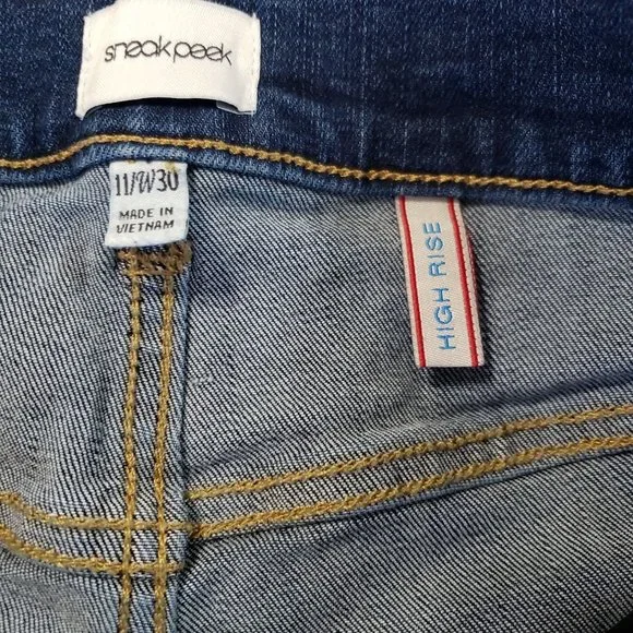 Sneak Peek High Rise Button Fly Skinny Blue Jeans Women's Size 11 / W30 - Picture 7 of 11